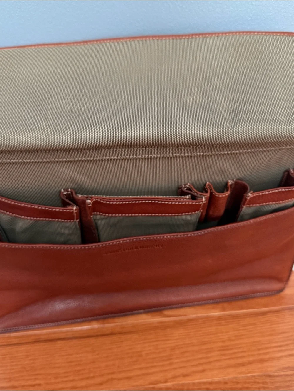 Johnston & Murphy Red-Brown Leather Briefcase with Matching Portfolio